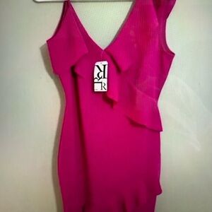 Klaxons Elegant Pink Sleeveless ruffle mini dress